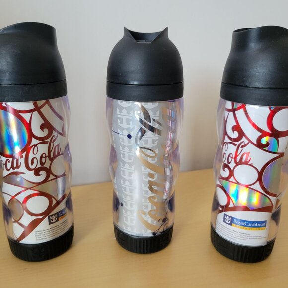 3x Royal Caribbean Coca Cola 2008 Insulated Travel Tumbler Cup - 24cm Tall - Picture 4 of 4